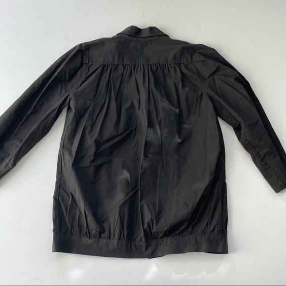 Black Collared Shirt Jacket Blazer Vintage Puff Sleeves Open Construction Medium - Picture 3 of 8